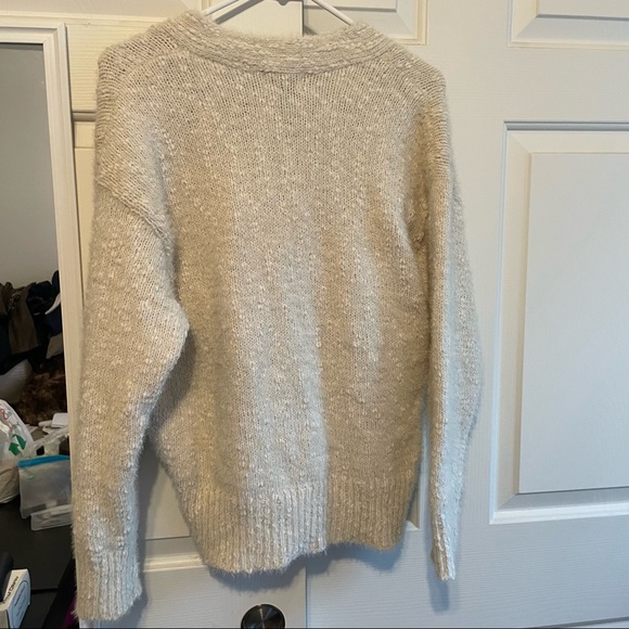 Fuzzy knit cardigan, Small, white/cream - Picture 6 of 6